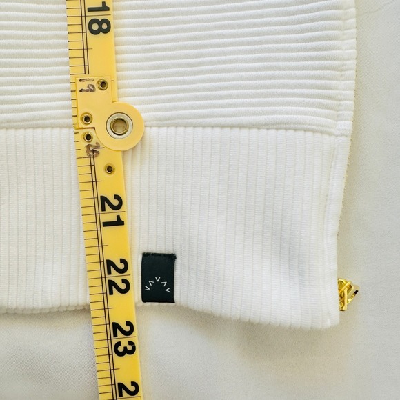 Varley LA London Sweater Womens L White Ribbed Funnel Neck Pullover Minimalist - Picture 6 of 11